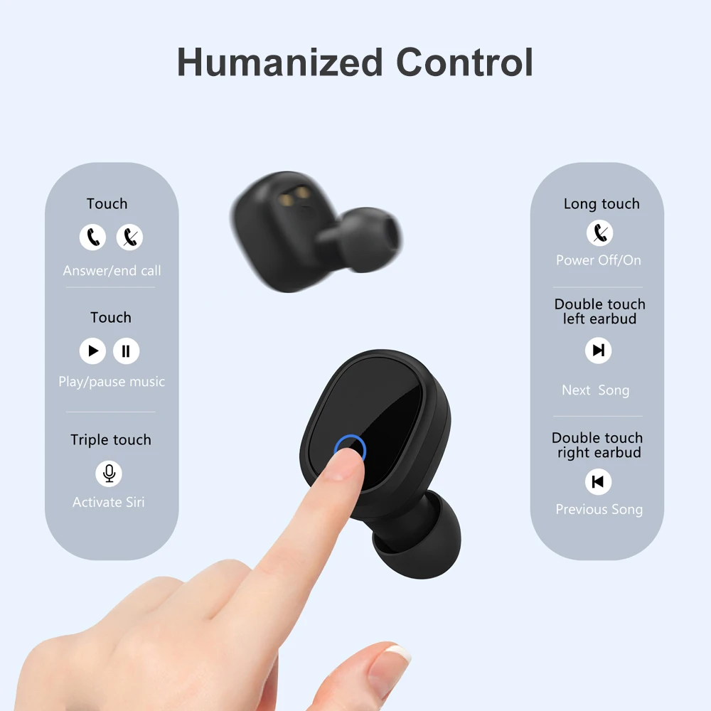 Беспроводные наушники вкладыши Bluetooth TWS 5 0 Спортивная гарнитура с микрофоном для