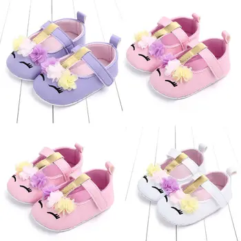

2020 Cute Baby Shoes Cartoon Floral Newborn Infant Baby Girls Soft PU Leather Soft Crib Casual Shoes Walking Flat Shoes Footwear