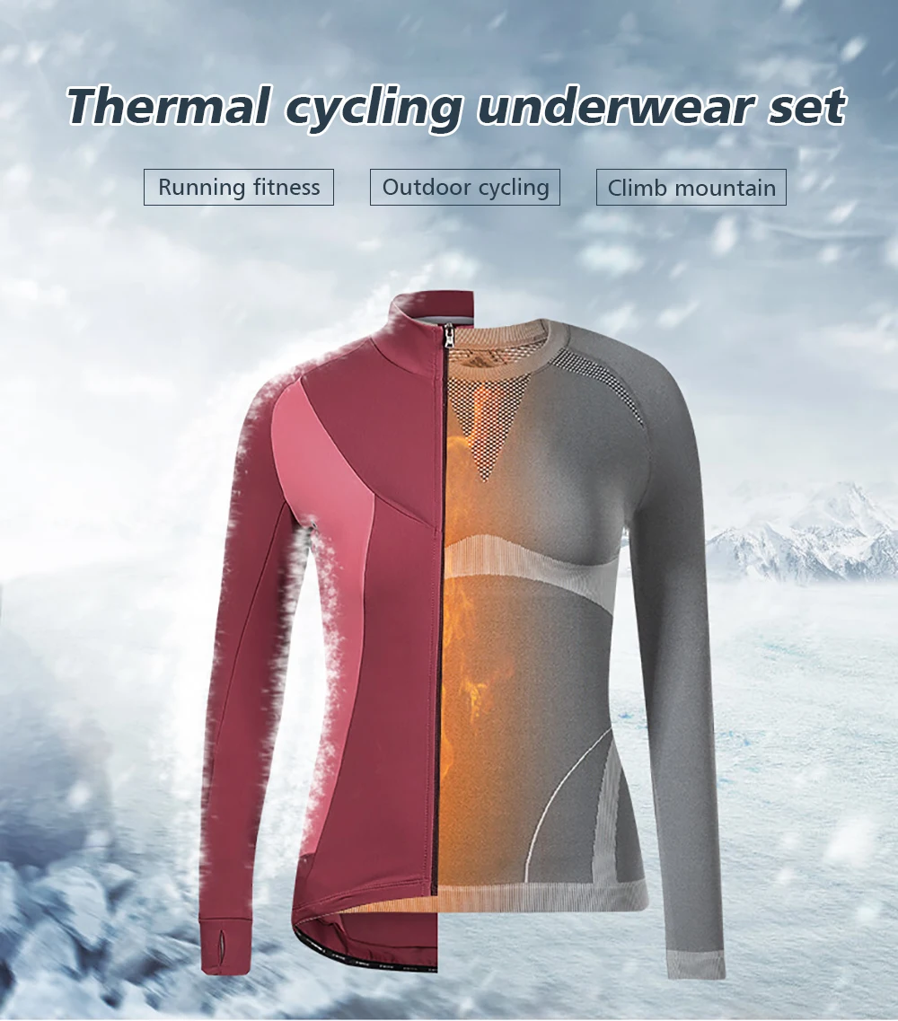 Santic Long Sleeve Women Underwear Jersey Sets Winter keep Warm MTB Mountain Bike Jersey Pants Sets Quick Dry Bicycle Clothing