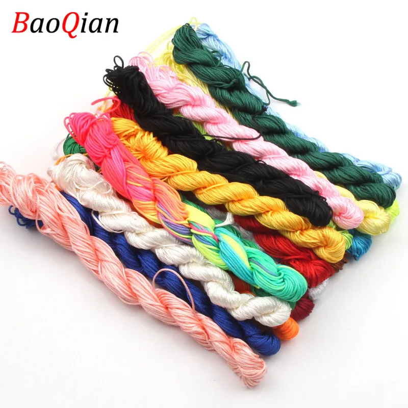 

20M Woven Silk Satin Nylon Rope For Jewelry Making Accessories DIY Bracelet Necklace Connecting Rope 1MM 19 Colors