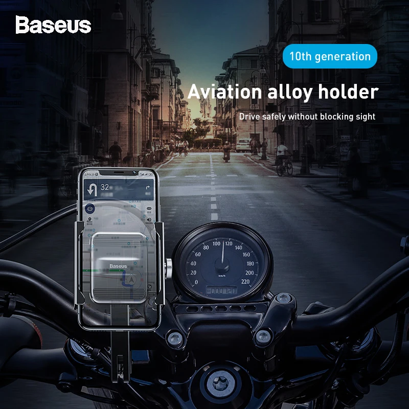 Держатель для телефона Baseus из сплава мотоцикла для iPhone, держатель для мотоцикла, держатель для руля, кронштейн GPS для велосипеда, подставка для телефона велосипеда