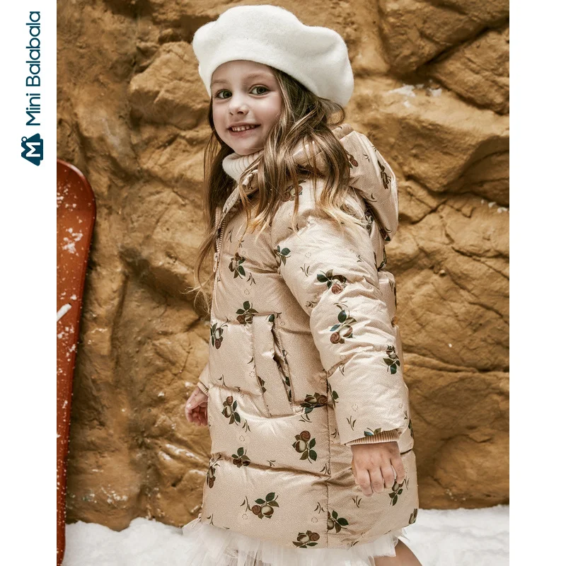 Minibalabala Children's down jacket girls hooded down jacket winter new style jacket