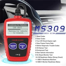MS309 универсальный OBD2 считыватель кодов Сканер транспортных средств считывание и стирание двигателя код неисправности I/M проверка готовности Smog может диагностический сканирующий инструмент