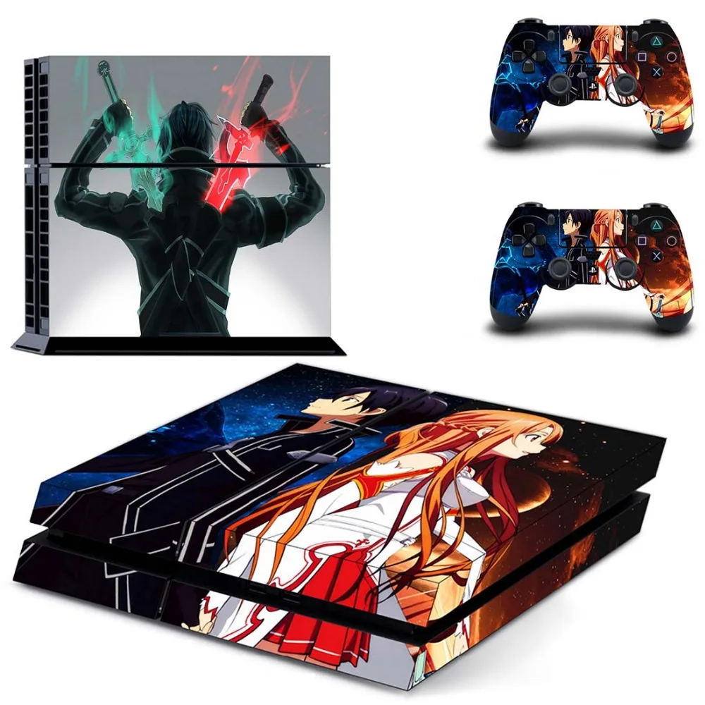 Sword Art онлайн SAO полное покрытие лицевые панели наклейка для PS4 Наклейка для playstation 4 консоль и контроллеры наклейка для PS4 виниловая наклейка