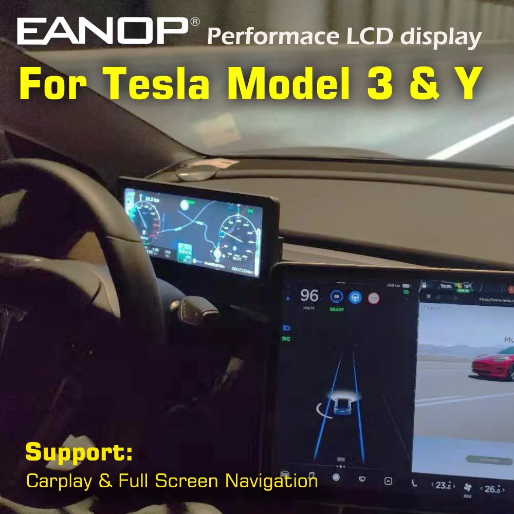 US $599.40 EANOP HUD 1025 Digital Touched Performance LCD Android 90 Media Player for Tesla Model 3 Y Support Carplay Android Auto