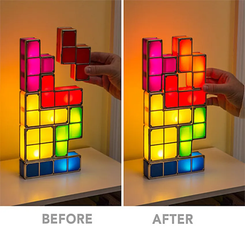 DIY светильник головоломка Штабелируемый светодиодный настольный конструктор