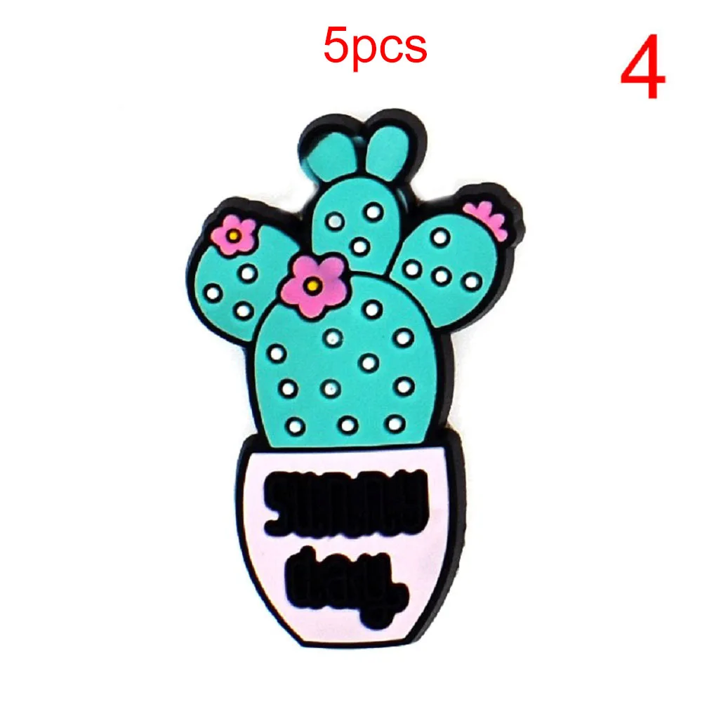 5pcs/set lovely Cactus PVC Shoe Charms Vegetation Shoes accessories Shoe Decoration Buckles Fit Bands Bracelets Kids Gift