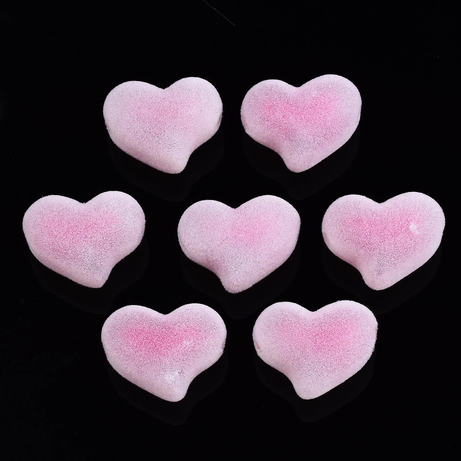 

50 Pcs Flocky Acrylic Heart Beads Large Hole Cute Beads For DIY Jewelry Necklace Earring Making Accessories Colorful Hole: 2.5mm