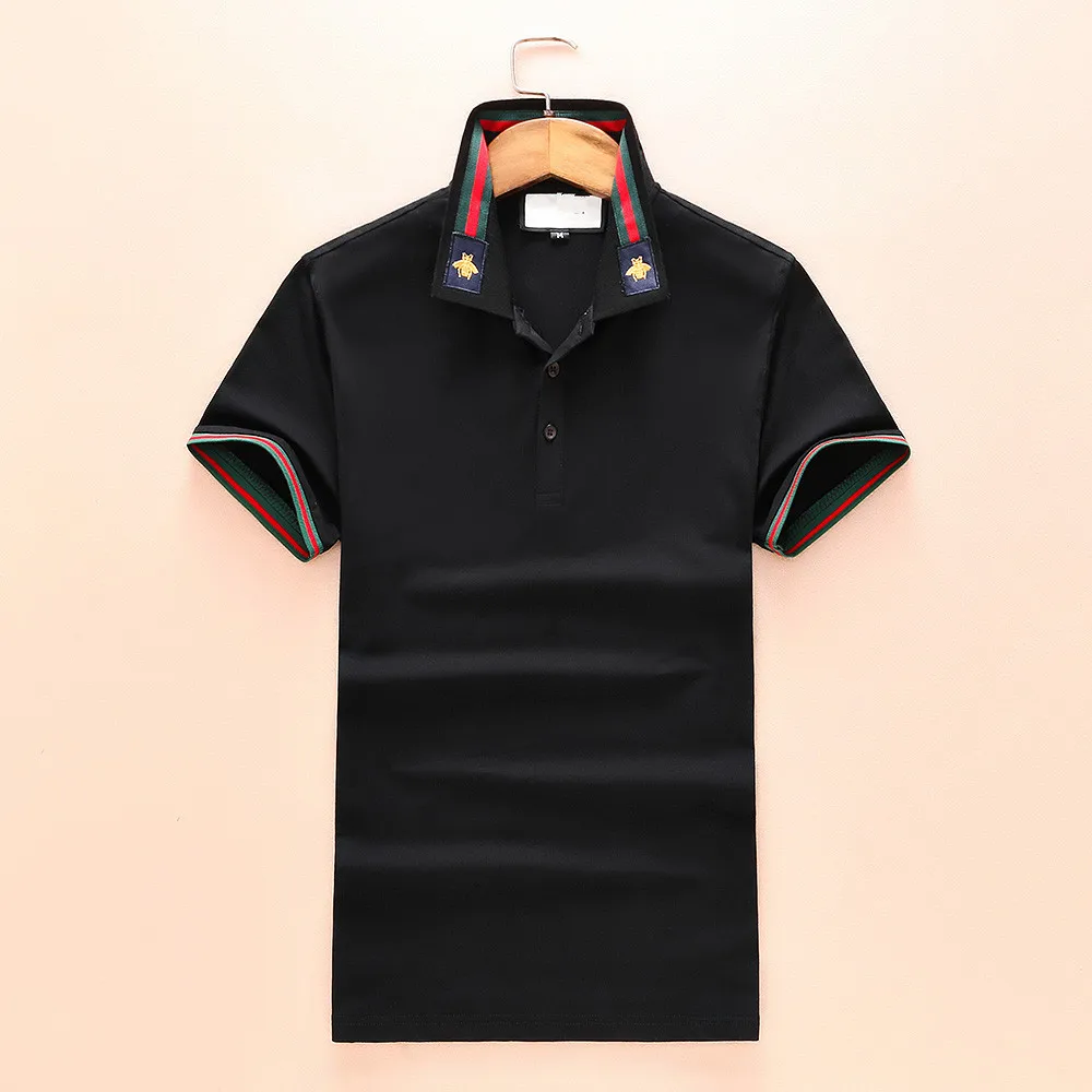 

2019 Summer new men fashions polo shirt men Smart Casual Solid bee Embroidery Slim Cotton Short sleeve shirt street wear