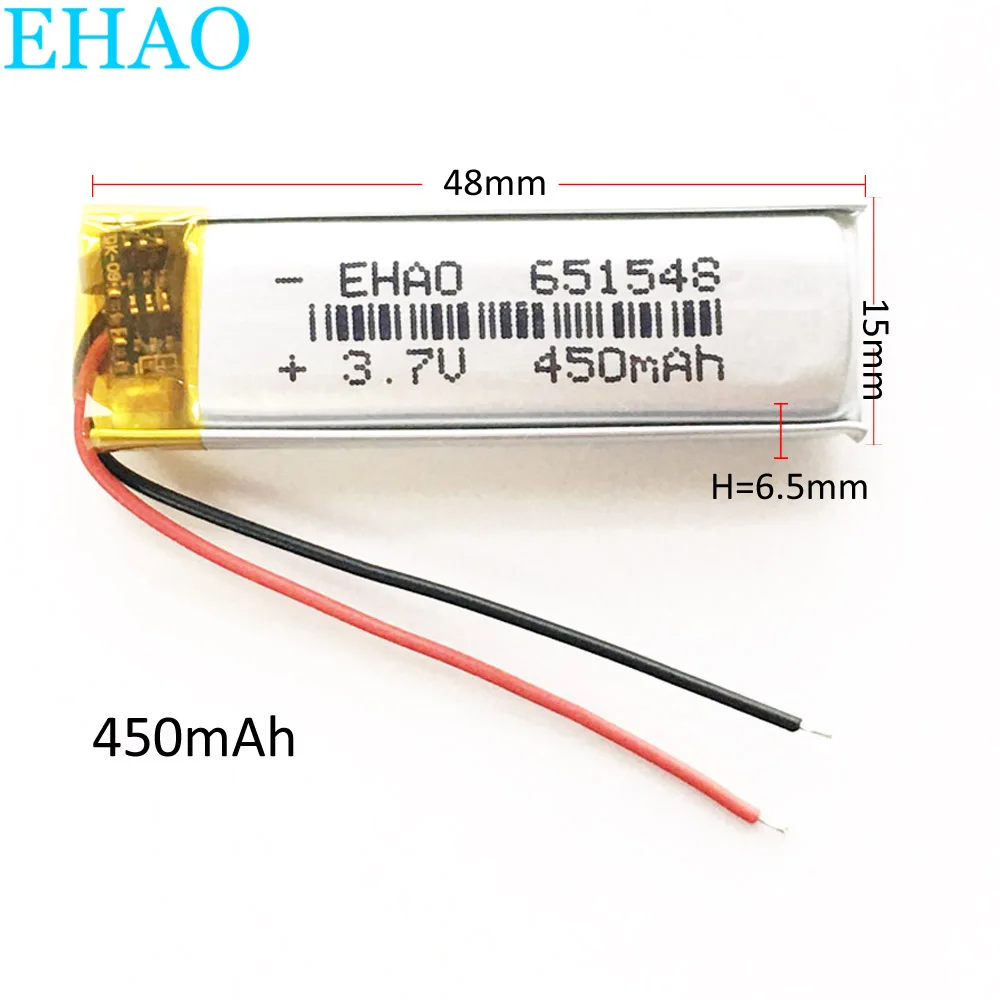 EHAO 651548 3 7 V 450mAh литий полимерная LiPo аккумуляторная батарея для Mp3 GPS Светодиодный