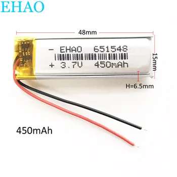 

EHAO 651548 3.7V 450mAh Lithium Polymer LiPo Rechargeable Battery For Mp3 GPS LED LIGHT headphone headset keyboard