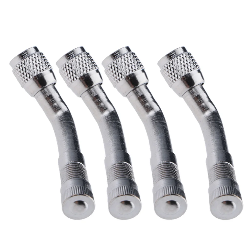 4piece Wheel Tyre Valve Stem Extension Adapter Universal Silver 135°For Car Bike