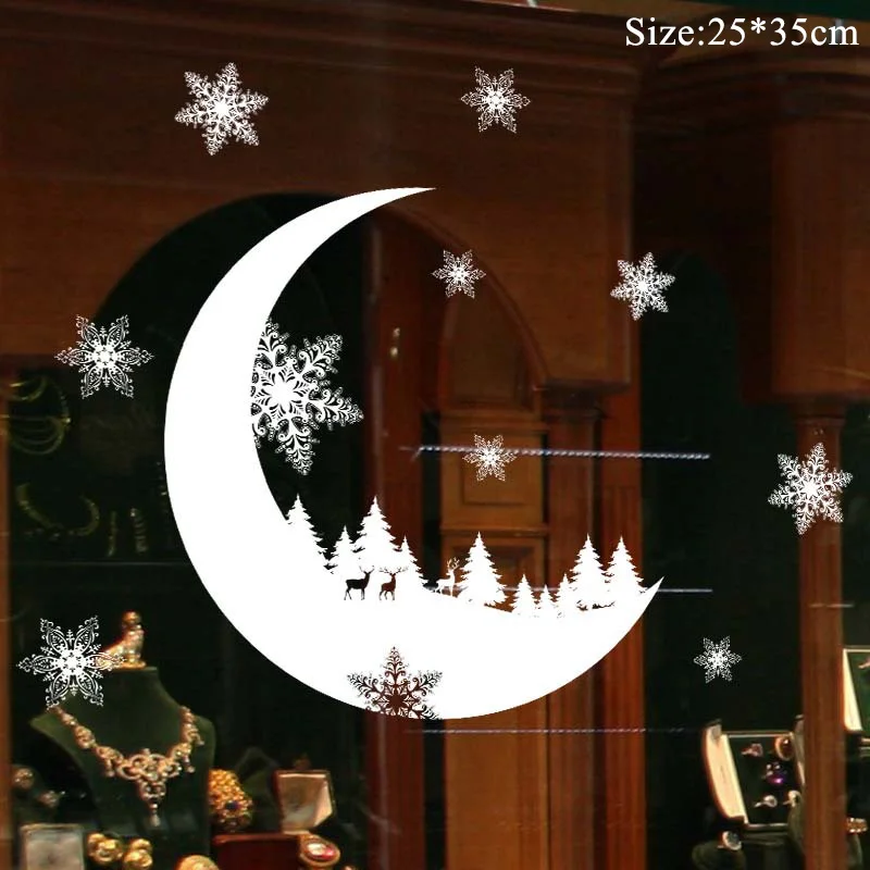 Christmas Window Stickers Santa Claus Snowman Elk Sticker Merry Christmas Decorations for Home Navidad Happy New Year - Color: 25x35cm 07