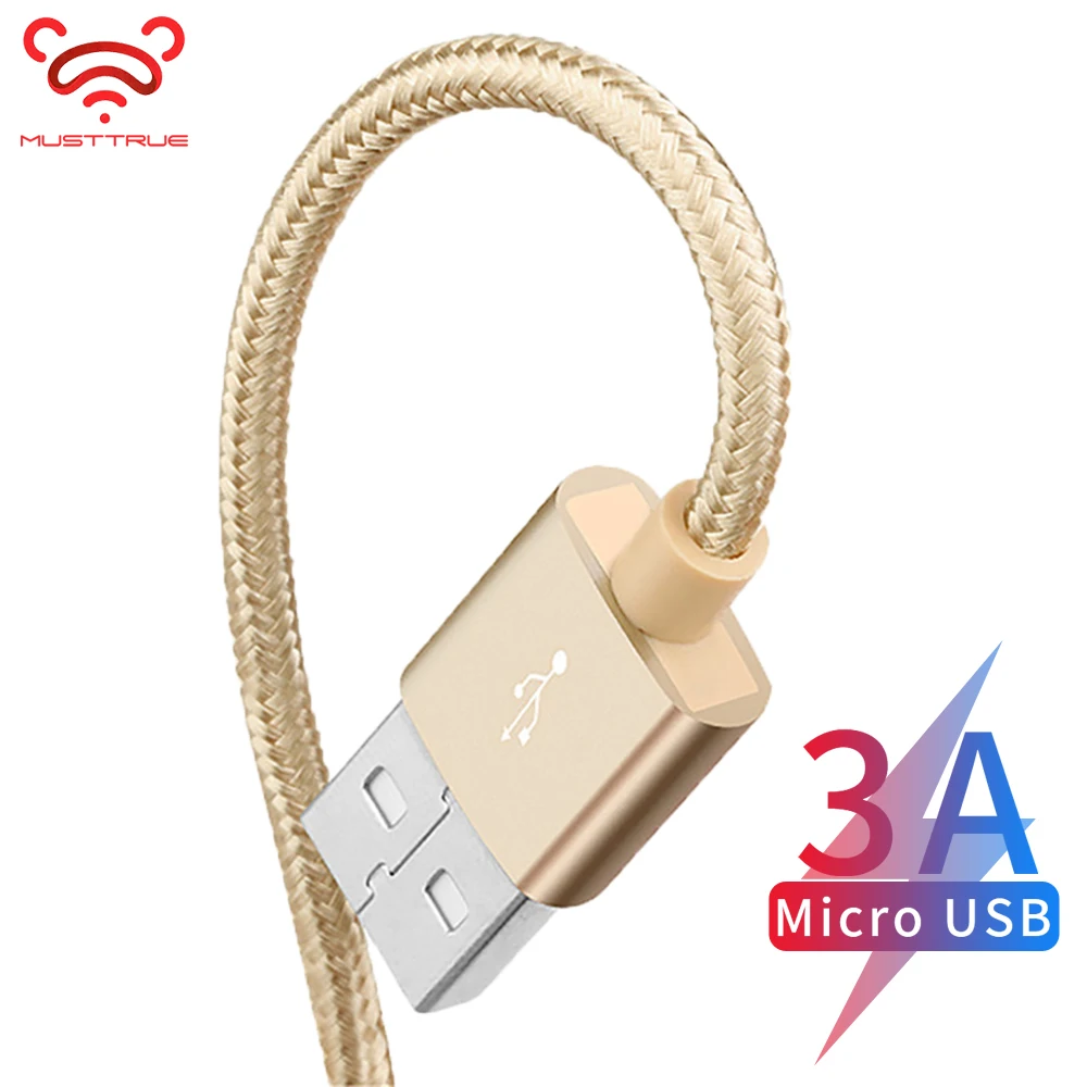 MUSTTRUE Micro USB кабель 3A быстрое зарядное устройство для передачи данных Плетеный ЗУ