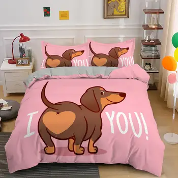 

Hot Bedroom Decor 2/3 Piece Duvet Cover Comforter Bed Linen Set 3d Lovely Dog Bedding