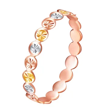 

Boraizy Starry 18k Pure Real Solid Gold AU750 Rings Tri Tone Diamond Carve Bands Women Girl Lady Fine Fancy Upscale Party Gift