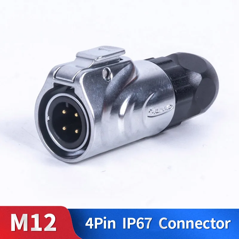 

M12 4Pin Waterproof Connector Kit Metal Shell Male and Female Industrial Outdoor Lighting Cable Plug and Socket