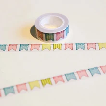 1.5cm*10m Color Flag washi tape DIY Decoration Craft Scrapbooking Journal Planner Masking Tape Label Stickers Kawaii Stationery