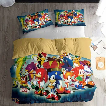 

HELENGILI 3D Bedding Set Sonic Print Duvet Cover Set Bedcloth with Pillowcase Bed Set Home Textiles #SONIC14