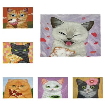 

Anime Cartoon Animal Cat Placemat Sparrow Crayfish Curse Doll Bread Doll Polyester Linen 32 * 45 Napkin Cloth Customization