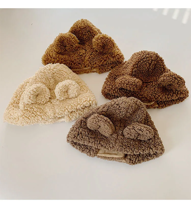 Меховая шапка, теплая детская зимняя шапка с ушками медведя кролика для мальчиков и девочек, шапка-ушанка для детей, реквизит для фотосессии