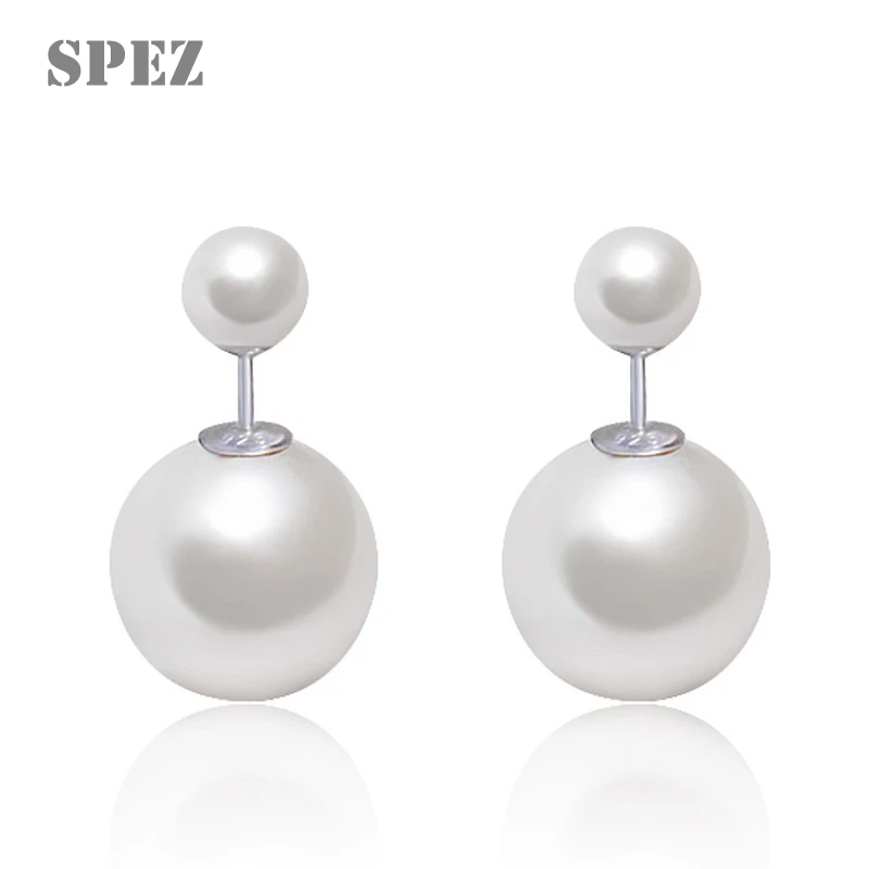 

Korean Style 925 Sterling Silver Stud Earrings With Clear CZ Jewelry shell Pearl Earring for Women gift SPEZ