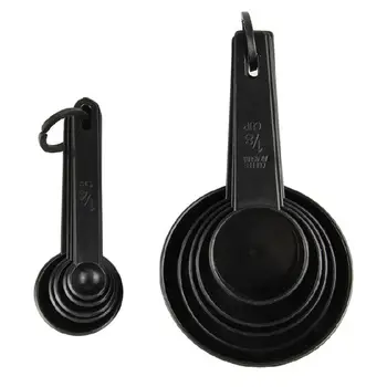 

10Pcs Black Plastic Measuring Spoons Cups Set Tools For Baking Coffee Tea UL