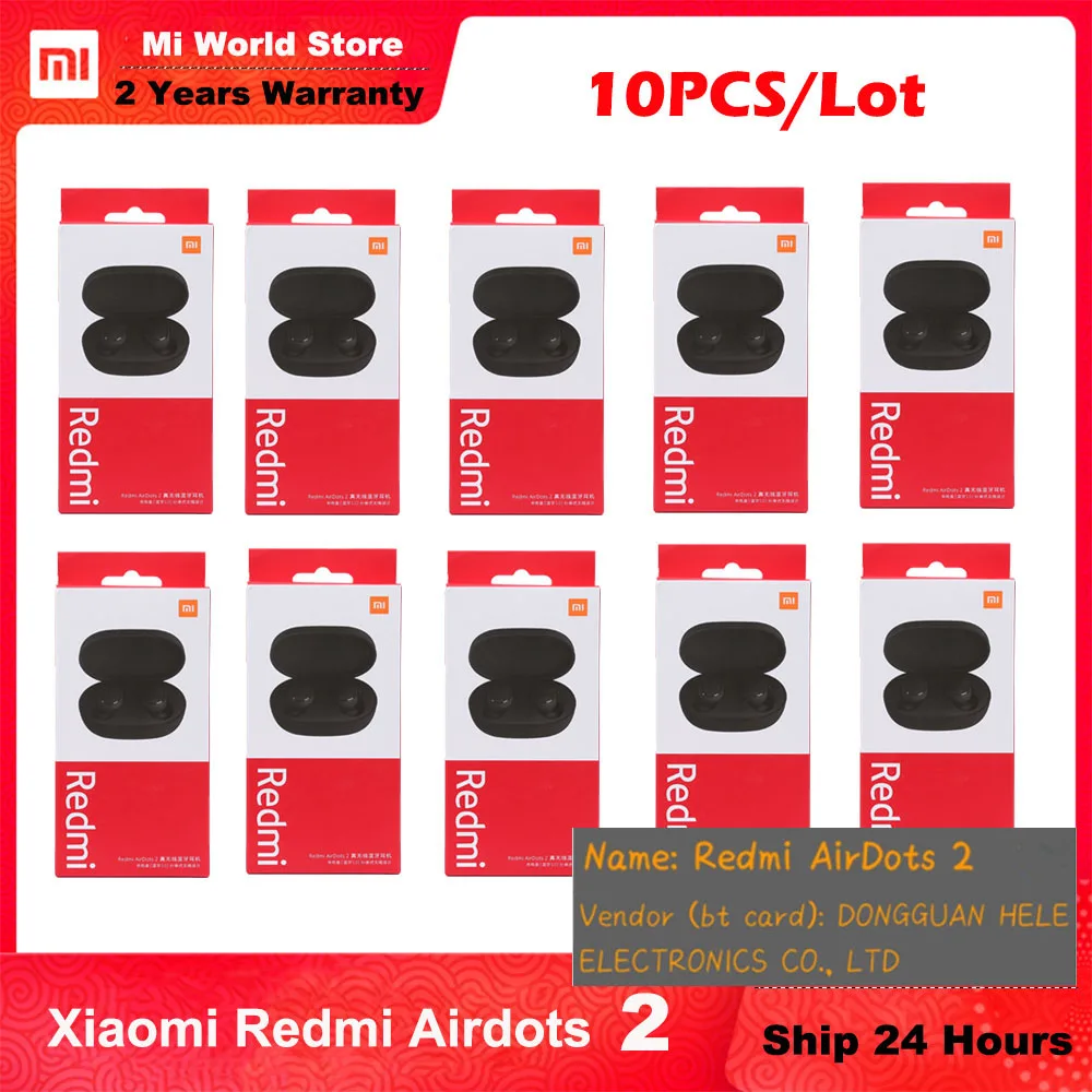 Наушники-вкладыши Xiaomi Redmi Airdots 2 10 шт./лот Bluetooth 5 0 шумоподавление гарнитура с