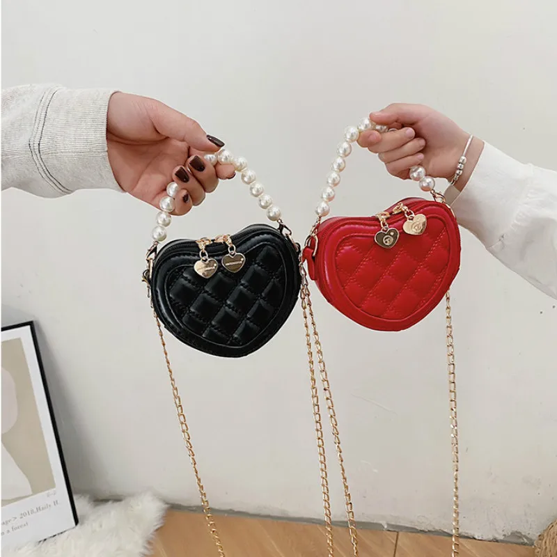 Handbags Pouch Coin Wallet Crossbody-Bags Kids Purses Heart Party Small Baby-Girls Women