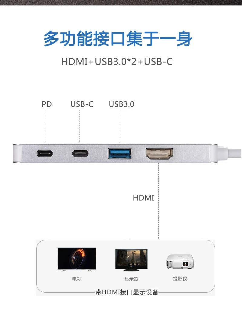 Тип c-HDMi четыре в одном типа поддерживает функцию зарядки данных USB3.0