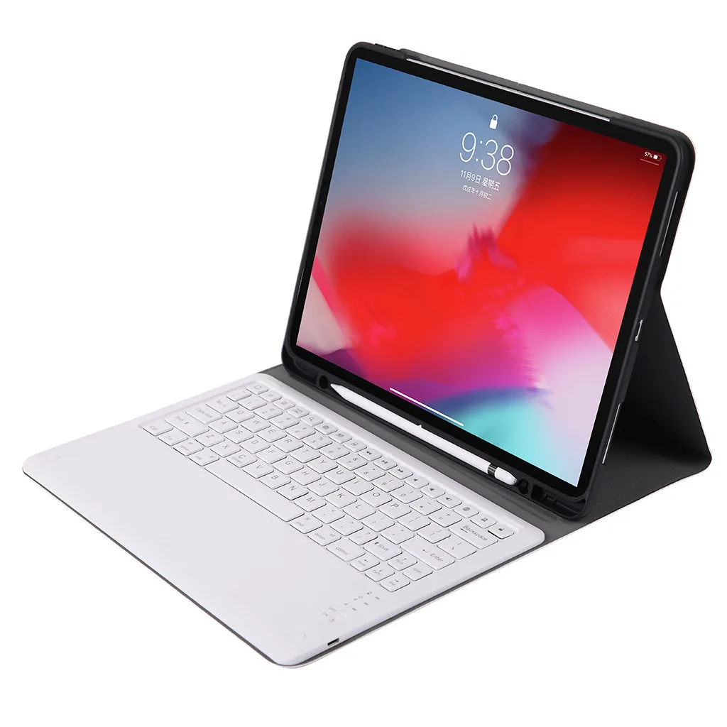D 20% тонкий беспроводной Bluetooth клавиатура с карандашом держатель Чехол для iPad Pro 12,9 чехол+ слот для ручки Беспроводная Bluetooth клавиатура - Цвет: D