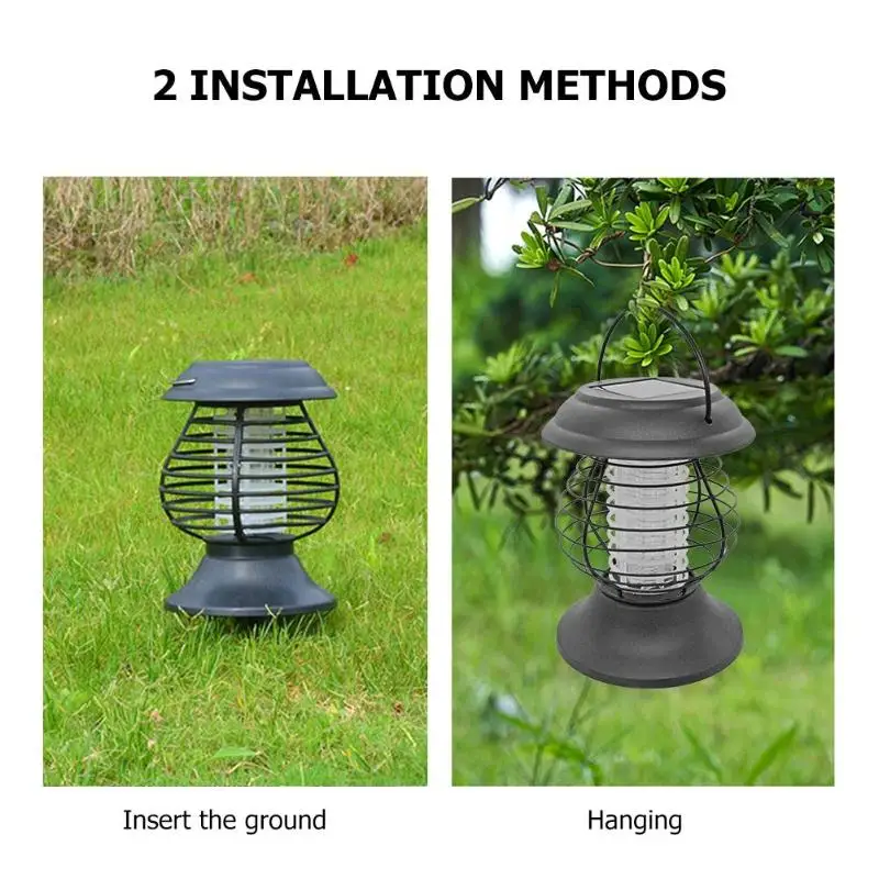 2 in 1Outdoor Solar Power LED Mosquito Killer Lamp Outdoor Lawn Fly Bug Trap Light Garden Mosquito Killer Lawn Light Repellent