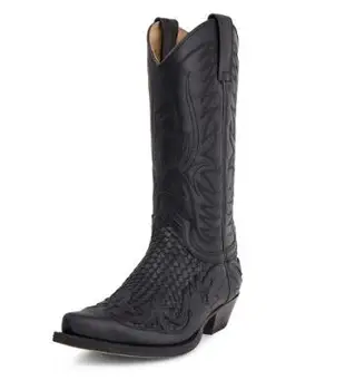 

2020 Men's New Fashion Pu Leather Cowboy Boots Med Heel Motorcycle Boots Casual High Quality Mens Boots Zapatillas Hombre 4M641