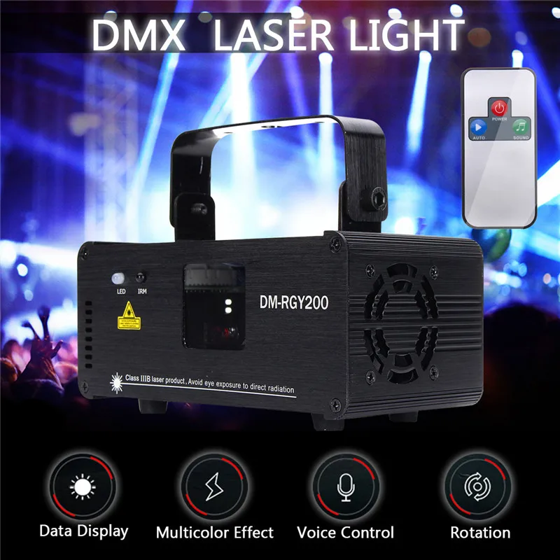 

15W LED Stage Lighting Effect DMX512 Red Green Yellow Laser US Plug Light Sound Active Remote Control Lamp for KTV Plub Disco
