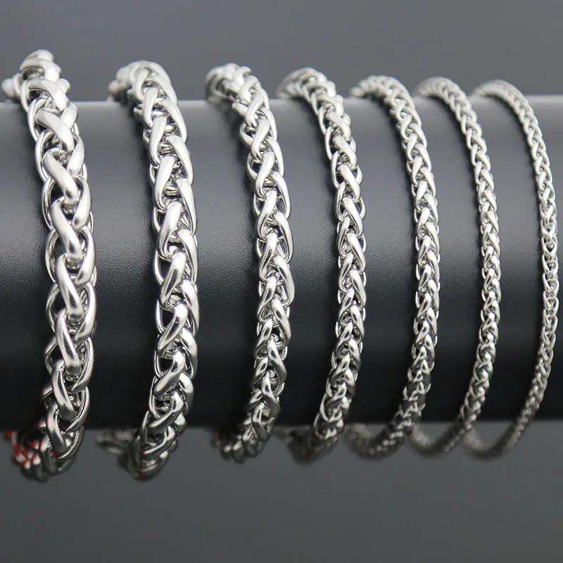 Модная цепочка 316L браслет из нержавеющей стали 3 мм 4 мм 5 мм 6 мм 7 мм Фонари ожерелье браслет для женщин мужчин и девочек мальчиков