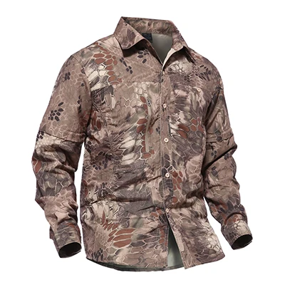 Sand crepe Military Camouflage Shirt Men Spring Summer Detachable Sleeve Sport Hiking Tactical Shirts Paintball Army Hunting Combat Shirts - Цвет: Sand crepe