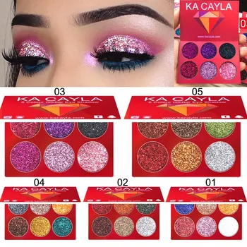 

1PC Professional 6 Colors Glitter Eye Shadow Diamond Sequined Eyeshadow Palette Matt Waterproof Makeup Eyeshadow Tools