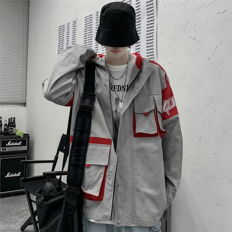 Новая модная куртка-карго с карманами в стиле хип-хоп с капюшоном, Wndproof Bomber куртки, мужская одежда