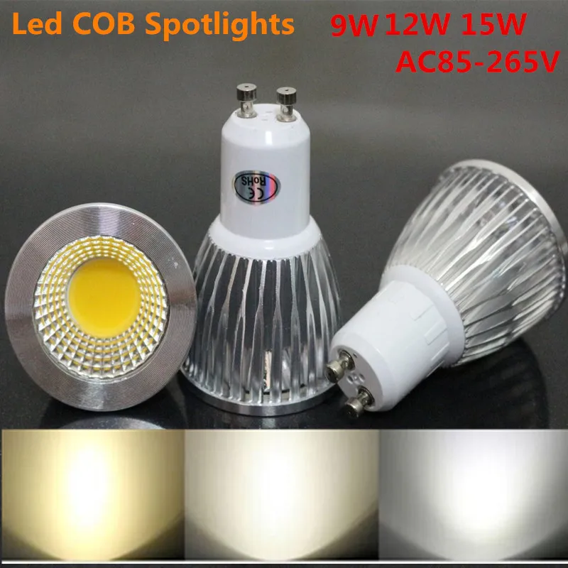 

Super Bright GU10 Bulb Light Dimmable Led Ceiling light Warm/White 220V 9W 12W 15W GU10 COB LED lamp light GU10 led Spotlight