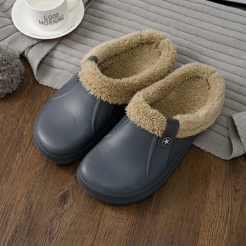 Зимние домашние тапочки; домашняя обувь унисекс на толстой подошве для мужчин и женщин; теплые плюшевые домашние тапочки для влюбленных; женская обувь из войлочного материала - Цвет: Grey