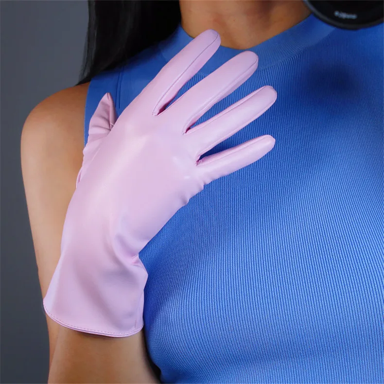 Newest Women PU Gloves Loose Long Faux Leather Glove 90cm Big Sleeve Amulation Sheepskin Light Pink Female WPU308 Newest Women PU Gloves Loose Long Faux Leather Glove 90cm Big Sleeve Amulation Sheepskin Light Pink Female WPU308