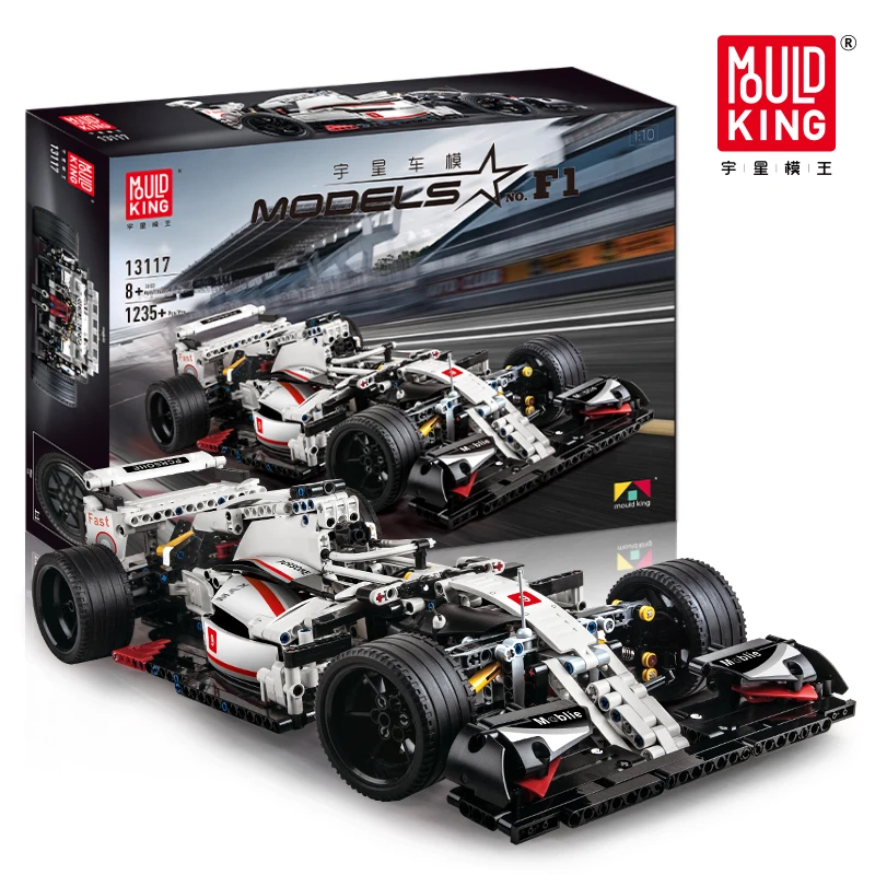 DHL Mold King 13117 1235 шт. City F1 Racing RC Car Technic электрические строительные блоки для