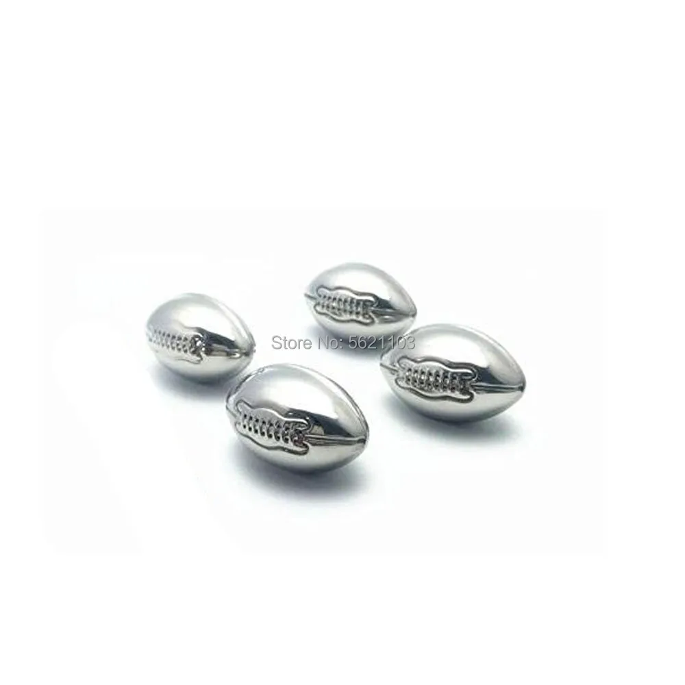 MBBITL Stainless Steel Football Shaped Whiskey Stones Chiller Chilling Drink with Tong for Wine Whiskey Soda Beverage