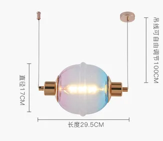 Подвесной светильник в скандинавском стиле с цилиндрическим стеклом, креативный Ретро светильник для столовой, спальни, прикроватной тумбы, барной стойки, подвесной светильник, светильники - Цвет корпуса: Color DIA17XL29.5 6W