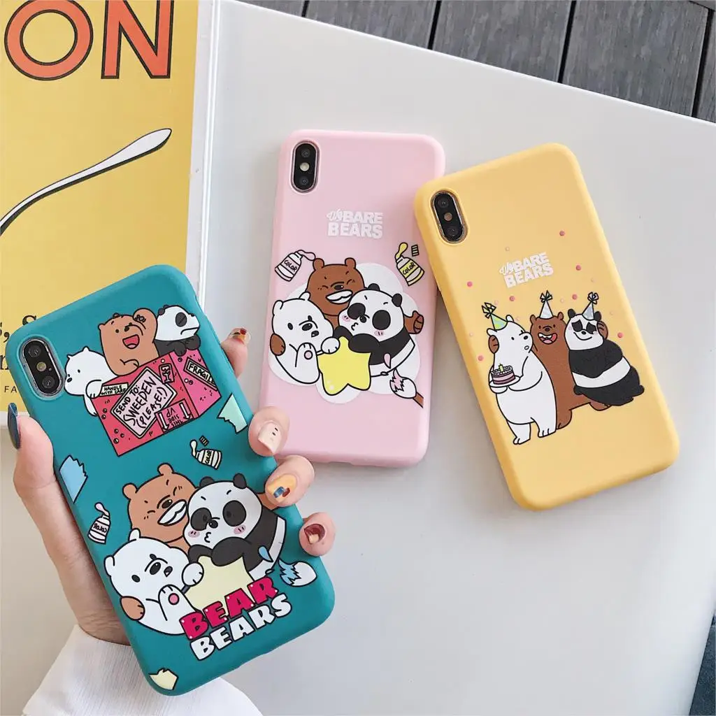 

Funny Cartoon Bear Panda Pattern Phone Case For iPhone X 7 8 XR XS Max 6 6s Plus 11 Pro Max Soft TPU Back Cover