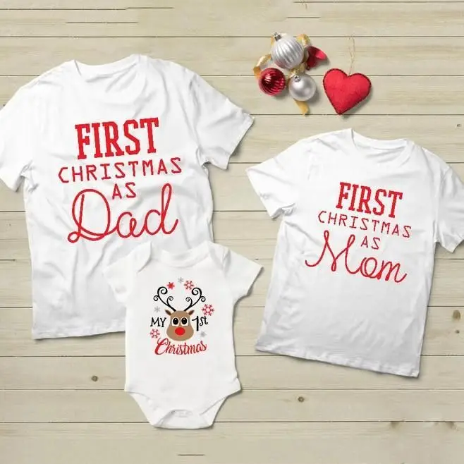 Low Cost T-Shirt Christmas Family Matching Romper Baby And First Xmas Mom Deer Dad 1pcs Festival wxQKM5aWLq9