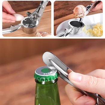

4 in 1 Stainless Steel Garlic Press Crusher Kitchen Cooking Vegetables Ginger Squeezer Masher Handheld Ginger Mincer Tools 101