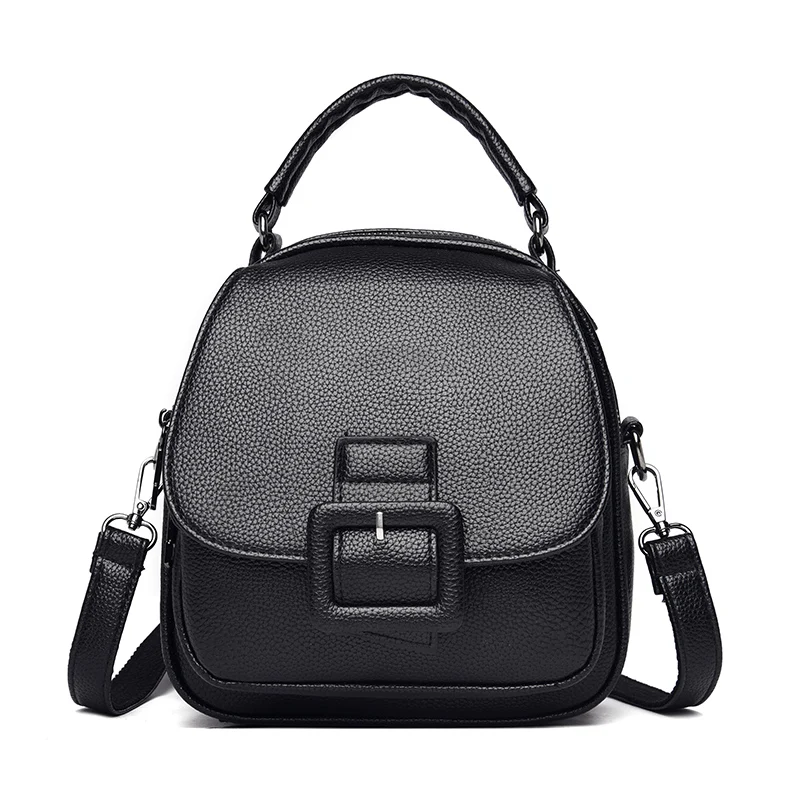 

Women's PU Leather Small Solid Color Backpack Fashion Designer Casual Backpack Ladies Simple Travel Backpacks Student School Bag
