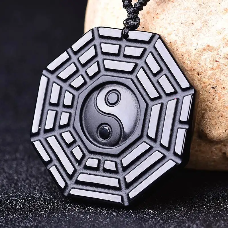 Подвеска диаграмма мужская из натурального черного обсидиана|stone pendant|black obsidian