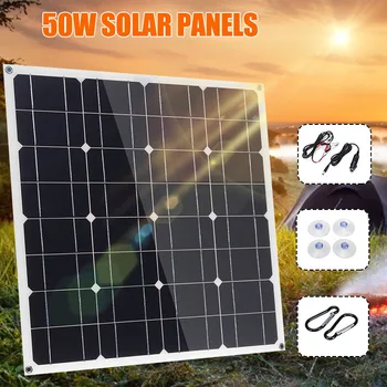

55x53cm 12V DC 5V USB 50W Mono Solar Panel Monocrystalline Flexible Solar Charger Waterproof Solar Cells For Auto Car RV Boat